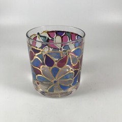 Georges Briard Flower Power Old Fashioned Glass Colorful Psychedelic Vintage