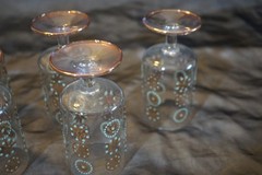 6 DOROTHY THORPE MCM ATOMIC STAR BURST SINCLAIR GLAMA GOLD CORDIAL GLASSES