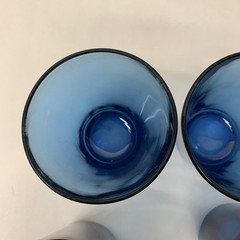 Vintage Cobalt Blue Vereco France Juice Glasses Tumblers 3 1/2” Tall Set 5