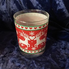 Set of 4 Vintage Rein Deer & Hearts Red &White Drinking Tumblers 12oz