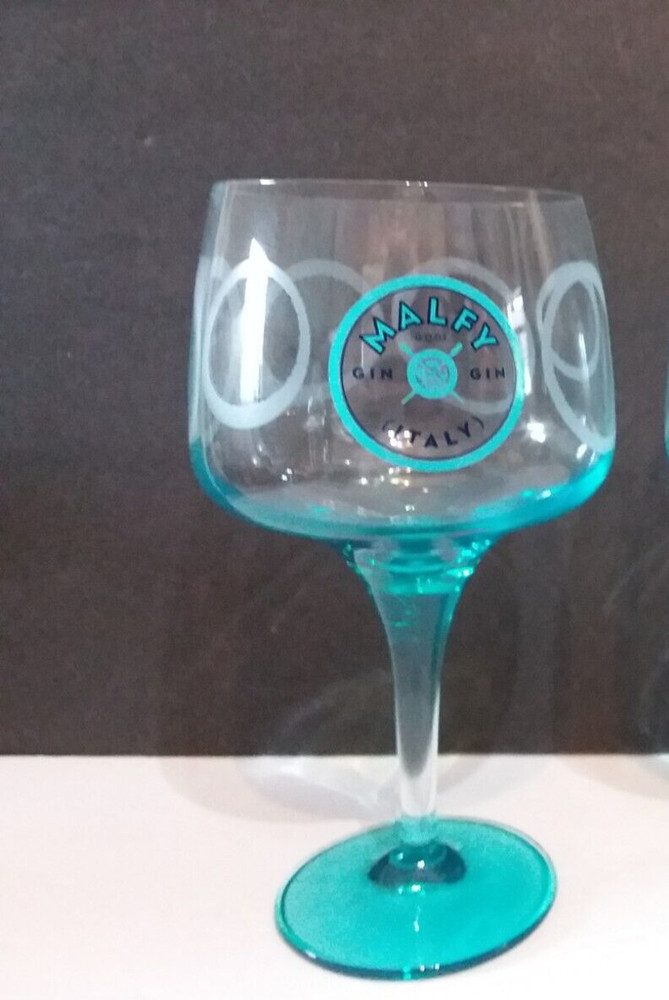 Malfy Gin Copa Goblet Glass Aqua Blue 20oz Stemware ITALY Bar Pub A5