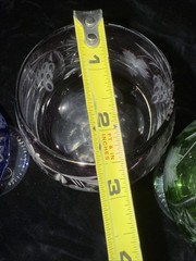 FOUR AJKA MARSALA MULTICOLOR LEAD CRYSTAL BRANDY GLASSES, 1980’s STICKER ON