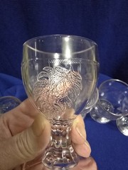 ANTIQUE RARE 1860S EAPG 6PC CORDIALS PURPLE TINT MCKEE,US GLASS