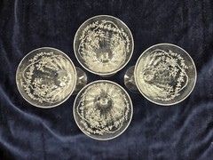Set 4 VTG Fostoria Corsage Wine Glasses Crystal Hand Blown Etched Elegant Glass