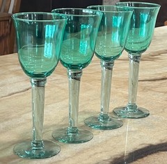 4 La Mediterranea Aqua Wine Water Crystal Goblets Glasses Blown Spain 8 7/8″