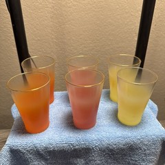 Set of 6 Blendo Orange Pink & Yellow Ombre Juice Glasses MCM 4″ Tumblers