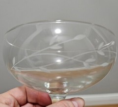 Set of 4 Princess House Dessert Dish 8 oz 4 1/2″ Heritage Etched Crystal 507