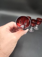 Cristal D’Arques Durand Red Gothic Cordial Glasses 3.25″ France Set of 5