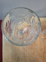 Libbey Hobstar Elegant Thick Cut Pressed Glass 7.25 Stemware Star Of David Set 3