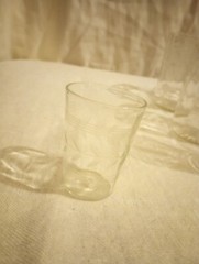 11 Pieces Antique Clear Etched Glassware