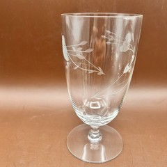 SET OF 4 PRINCESS HOUSE HERITAGE FOOTED ICED TEA GLASSES #425 FLORAL ETCHED 6”
