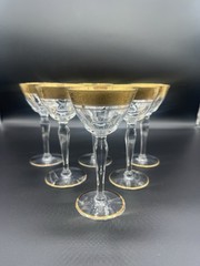 VTG Tiffin Franciscan Rambler Rose Liquor Cocktail Set Of 6 24k Gold Trim