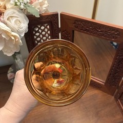 Vintage Anchor Hocking Fairfield Amber Pitcher+ Stem Goblets set of 10 EUC