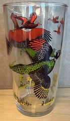 Hazel Atlas Pheasant VTG Glass Tumbler Hunter White Bird Dog Vintage 24 oz 6.6”