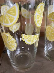 Set of 4 Vintage 16 oz Libbey Tumbler Glasses Lemon 🍋 Slices Made in USA ~NICE~