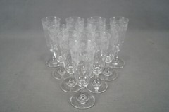 Set of 10 St Louis Saint Louis Engraved Floral & Dots Cordial Glasses Circa 1890