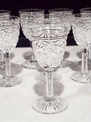 SET OF 8- RARE WEBB THOMAS ENGLAND CUT CYRSTAL CORDIAL GLASSSES PATTERN #52990