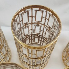 Vintage Imperial SHOJI Trellis 5 Tumbler Glasses 22K Gold Cocktail MCM AS IS