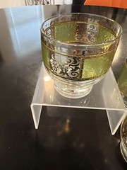 Gold And Green vintage Martini Pitcher And Glasses.