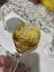 SET of Three (3) NACHTMANN TRAUBE Cut to Clear Crystal Hock Wine Glasses