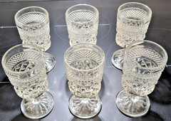 (6) Vintage Anchor Hocking WEXFORD CRYSTAL 5-3/8” Claret Wine Glasses GOBLETS