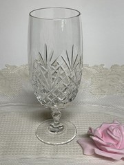 Vintage Crystal Iced Tea Glass Mikasa Criss-Cross Pattern with Fans 6.75”