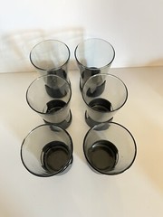Vintage MCM Corning Glas Snapp II Smoke 12 Oz Tumblers Glass Plastic Lightweight