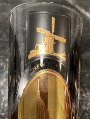Vintage Set of 4 MCM Stancraft World Travelers Highball Black and Gold Tumblers