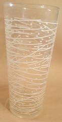 MCM Drinking Glasses. Lines & Dots. Set Of 5. 14oz. 3 White, 2 Teal