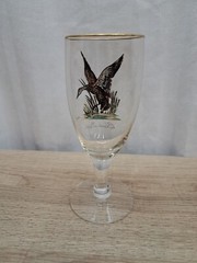 VTG 1950’s Carwin Cordial Glass Painted Wild Game «BLACK DUCK» Gold Rim