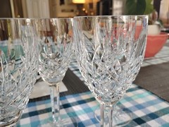 WATERFORD ARAGLIN CRYSTAL SET OF 4 WINE GLASSES 7 1/8” Excellent Used Condition