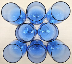 8 Libbey Vina Blue Wine Glasses Set Elegant Clear Stem Drinking Bar Stemware Lot