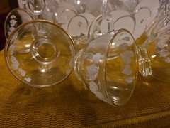 Punch Bowl Anchor Hocking Grape Leaf Gold Trim 10 Cups Ladle & Hangers