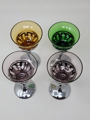 Set of 4 Farber Brothers Krome Kraft Cambridge Glass Morgantown Liquor Cocktail