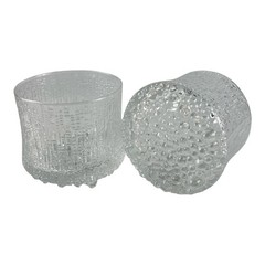 Vintage Iittala Ultima Thule Double Old Fashioned Glass Tapio Wirkkala MCM Pair