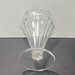 Set of 5 Clear Glass Pedestal Dessert Cups, Scalloped Rim Sundae Dishes