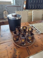 Vintage MCM 6 Libbey Glasses African Safari Tumblers Textured Brown Animals