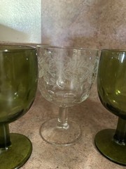 4 HEAVY Vintage Mismatched 16 oz Large Goblets Glasses-Party