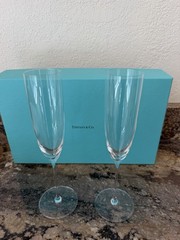 BRAND NEW Tiffany & Co Crystal Glass Champagne Flute Set of 2 Made In Germany