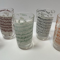 Lot of 5 Vintage 1950s Hazel Atlas Glss Co «Sing-A-Song» Glass Tumblers