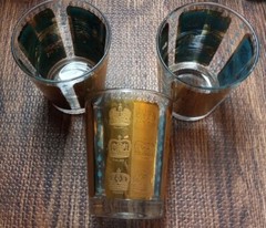 MCM Highball Collins Tumblers Gold Leaf Crowns of Europe Asia Set of 3 Vintage