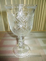 Vintage Fostoria Chalice for Avon 1978 Clear Glass Heart & Floral Goblet