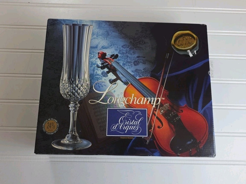 Cristal D’Arques Paris Longchamp Set of 4 Flutes 8″ 4 1/2oz NIB