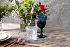 Vintage Cornflower Blue Water Goblets, Set of 6, Dishwasher-Safe 10 oz