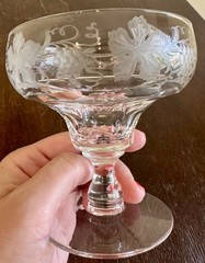 Vintage Set 5 Val St Lambert Vignes Crystal Tall Sherbet Champagne Glasses 4”H