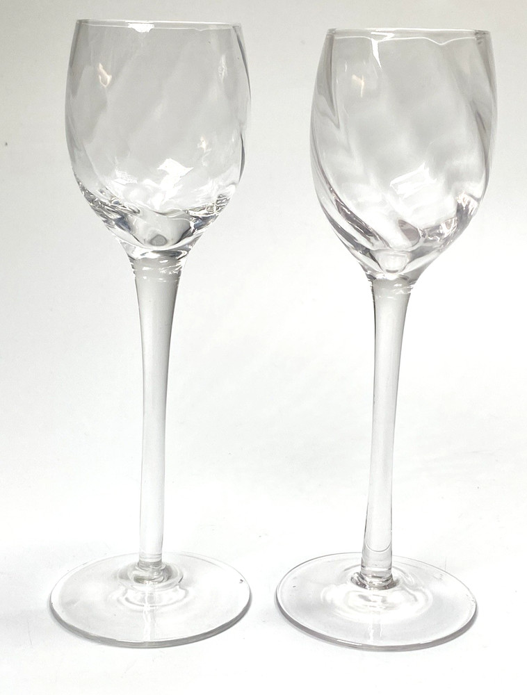 Two Pretty Swirled Bowl 3oz Cordials 6 3/4″ Tall