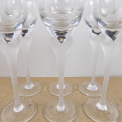 6 Mikasa Crystal Sea Mist Frost 6.1″ Cordial Glasses Ribbed Stem