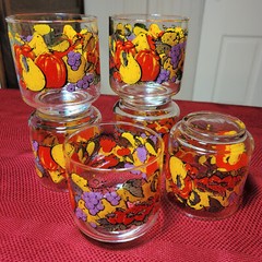 6 VINTAGE RETRO 9 oz 3-1/4″ Libbey *HARVEST* Mixed Fruits*ON THE ROCKS* GLASSES