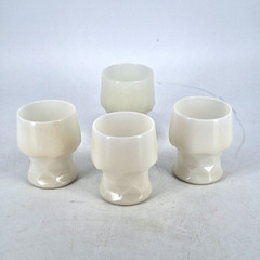 Viking White Glass Georgian Tumblers Glasses Honeycomb Set Of 4 4″ & 4.5″