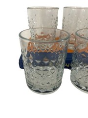 Lot Of 4 Vtg DIAMOND CUT WHISKEY ROCKS GLASS Low Ball Lorient Base Heavy Barware